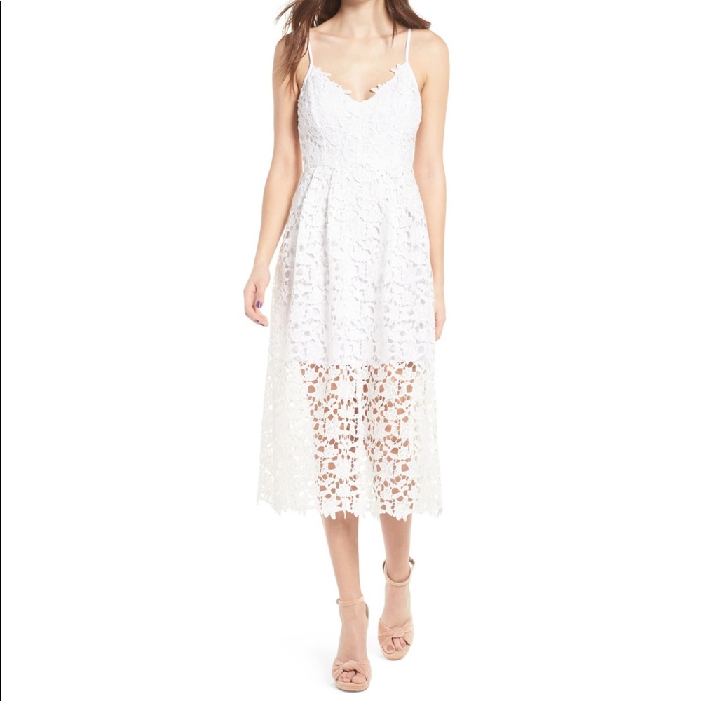 ASTR the Label White Lace Midi Dress